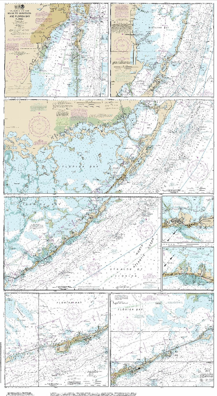 HISTORICAL NOAA Chart 11451: Miami to Marathon and Florida Bay (8 PAGE FOLIO)