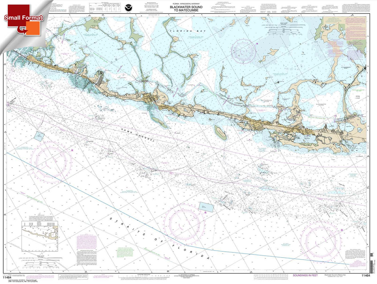 HISTORICAL SMALL FORMAT NOAA Chart 11464: Intracoastal Waterway Blackwater Sound To Matecumbe