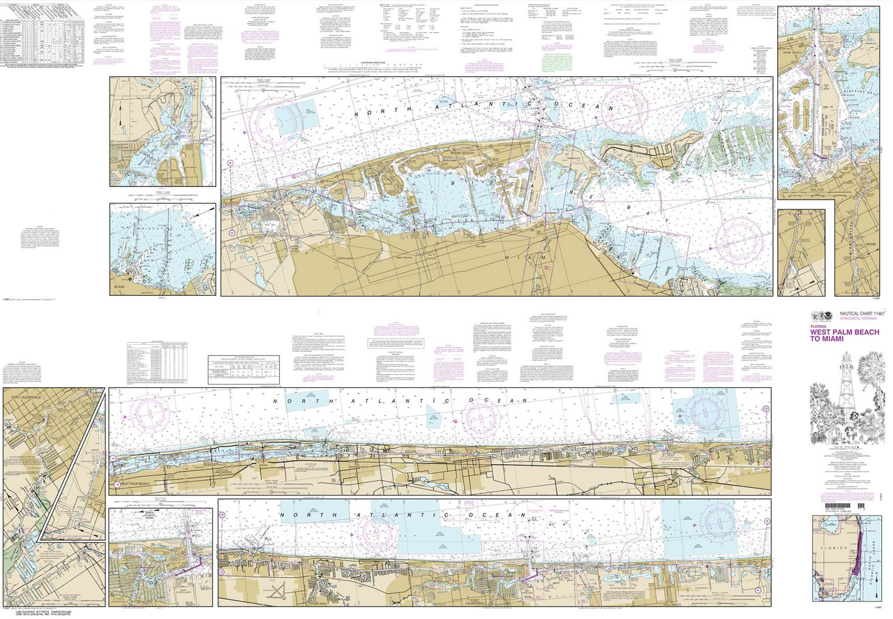 NOAA Chart 11467: Intracoastal Waterway West Palm Beach to Miami