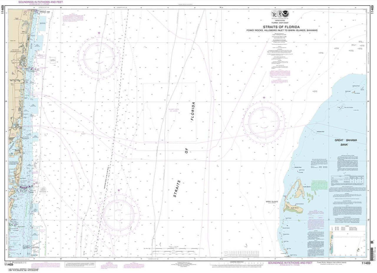 NOAA Chart 11469: Straits of Florida Fowey Rocks: Hillsboro Inlet to Bimini Islands: Bahamas