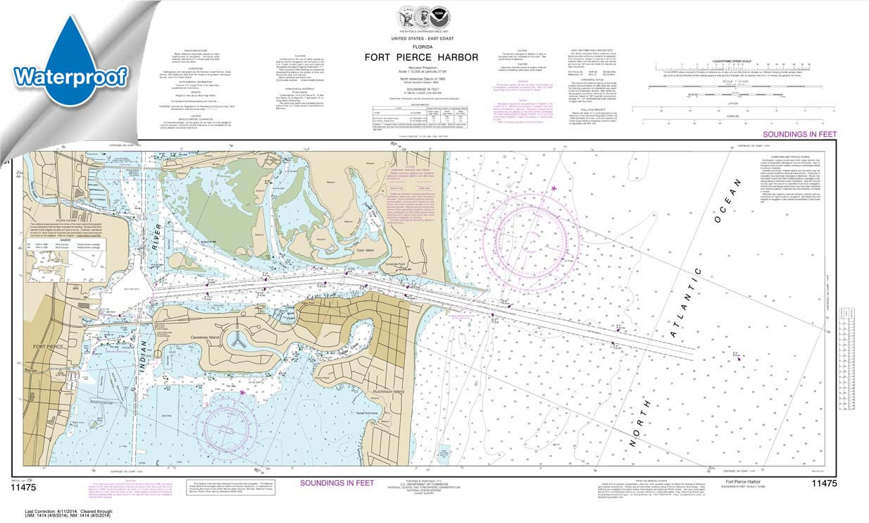 Waterproof NOAA Chart 11475: Fort Pierce Harbor