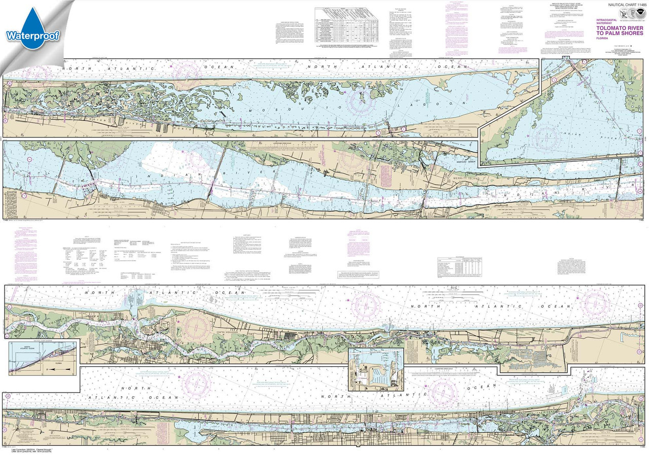 Waterproof NOAA Chart 11485: Intracoastal Waterway Tolomato River to Palm Shores