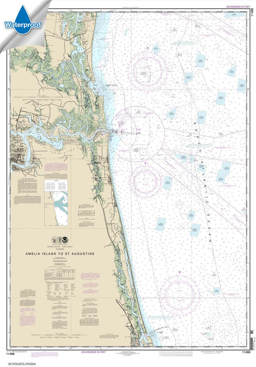 Waterproof NOAA Chart 11488: Amelia Island to St. Augustine