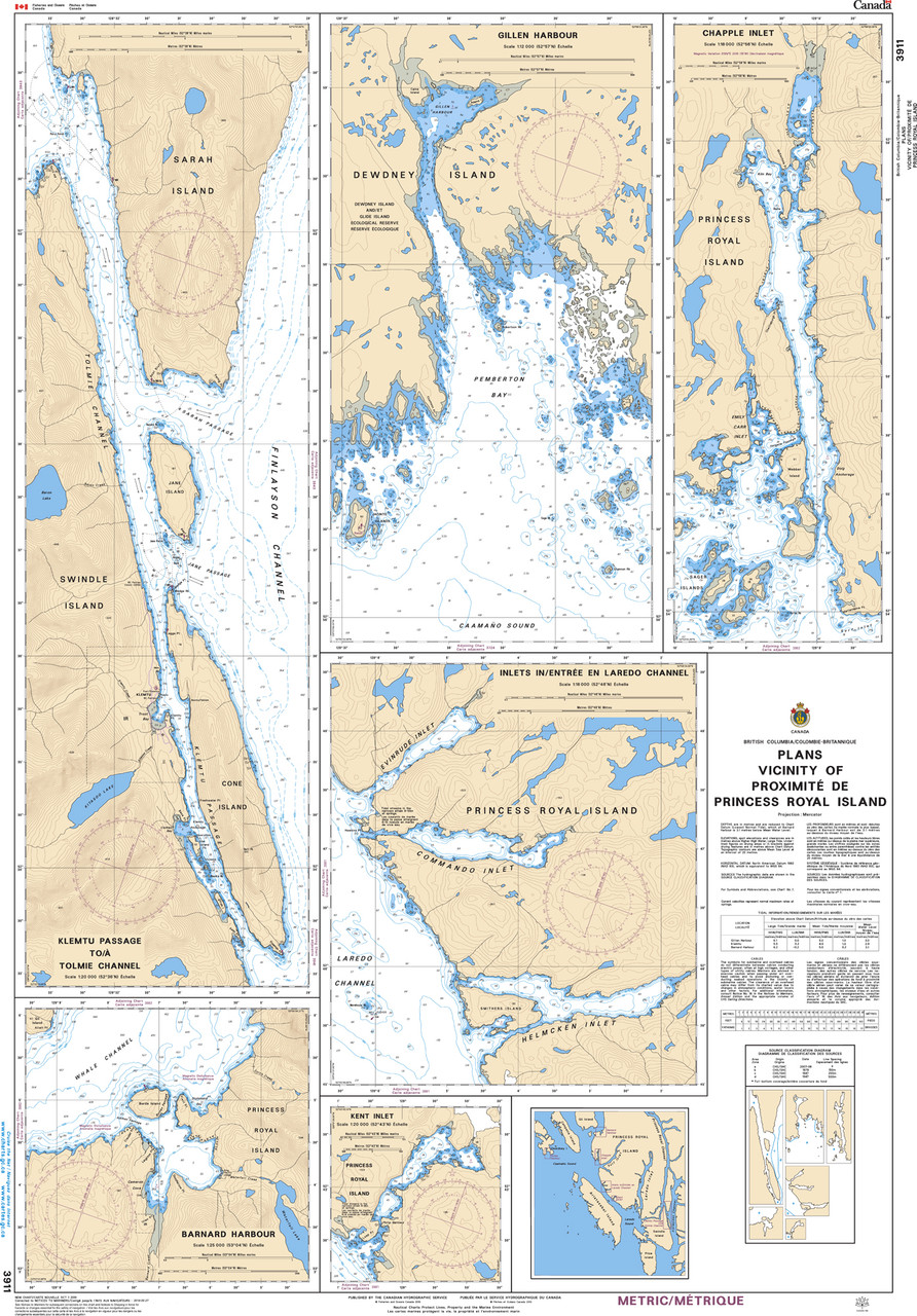 CHS Chart 3911: Plans Vicinity of/ProximitÃ© de Princess Royal Island