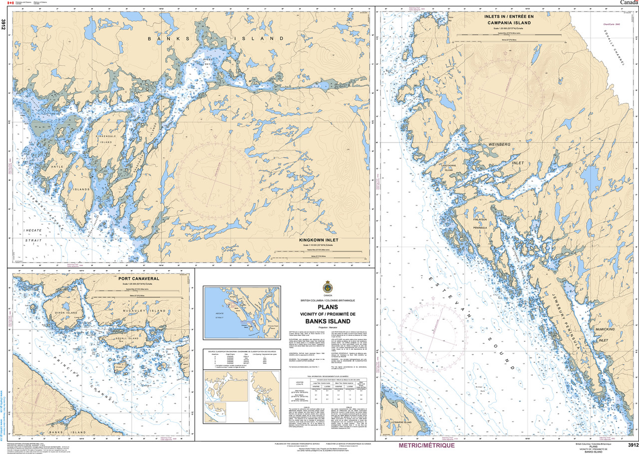 CHS Chart 3912: Plans, Vicinity of/ProximitÃ© de Banks Island