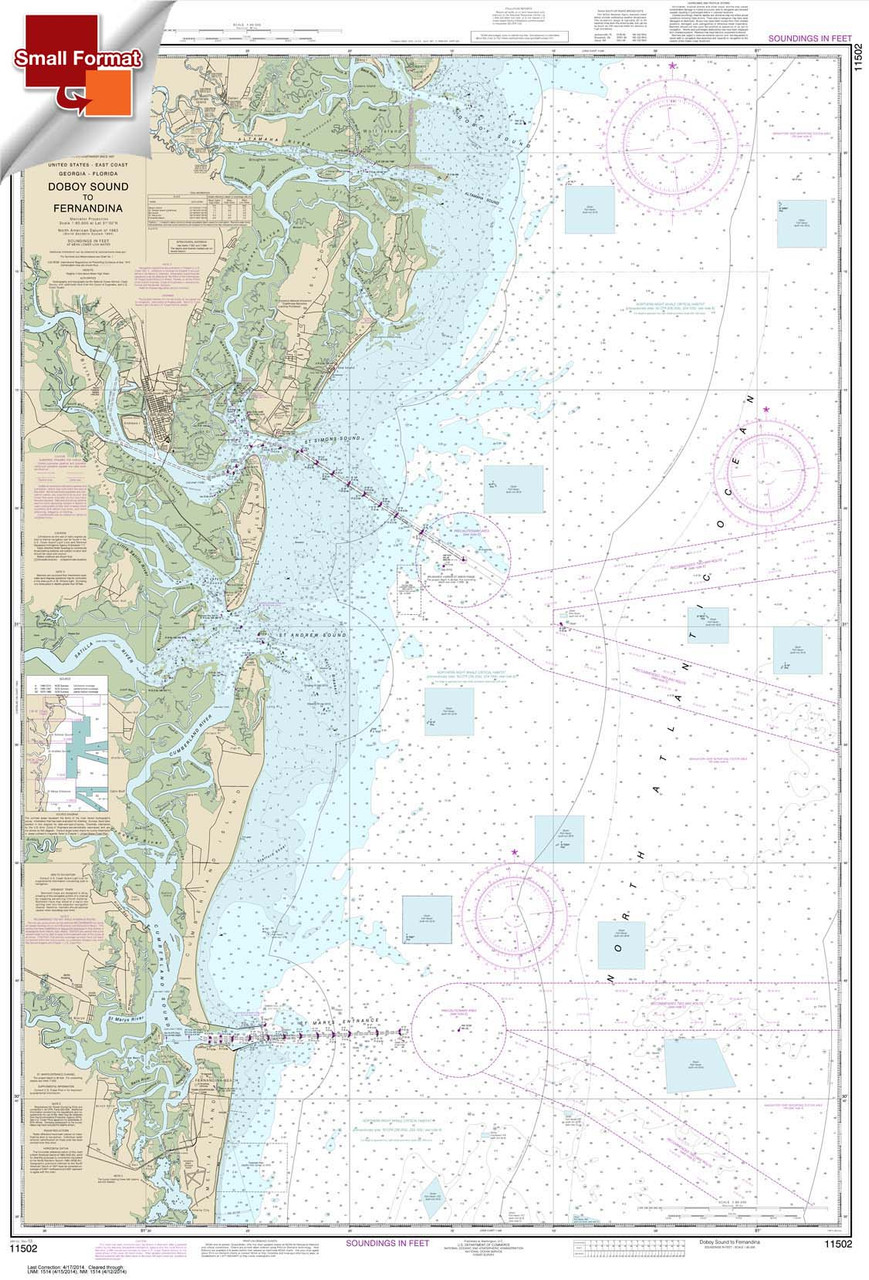 Small Format NOAA Chart 11502: Doboy Sound to Fernadina