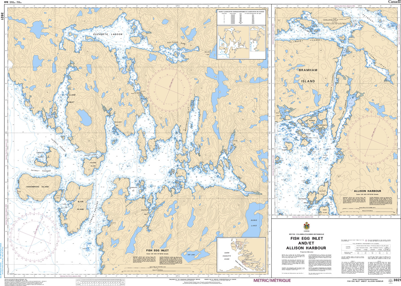 CHS Chart 3921: Fish Egg Inlet and/et Allison Harbour