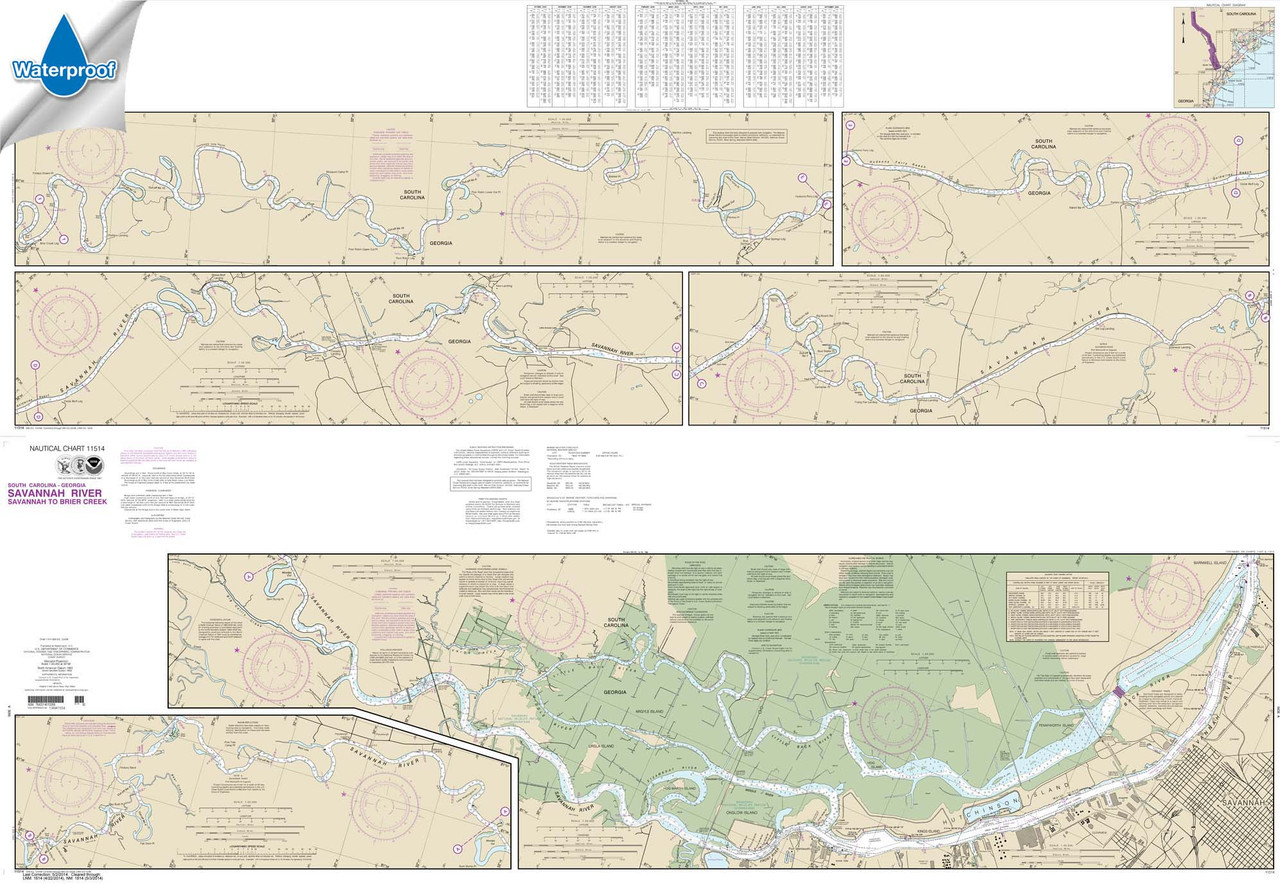 Waterproof NOAA Chart 11514: Savannah River Savannah to Brier Creek