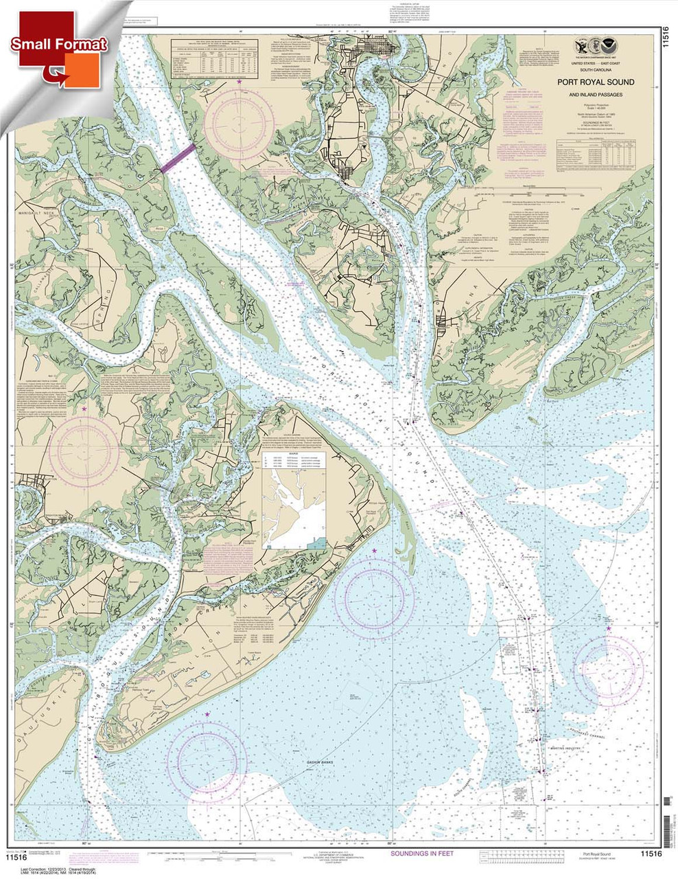 Small Format NOAA Chart 11516: Port Royal Sound and Inland Passages