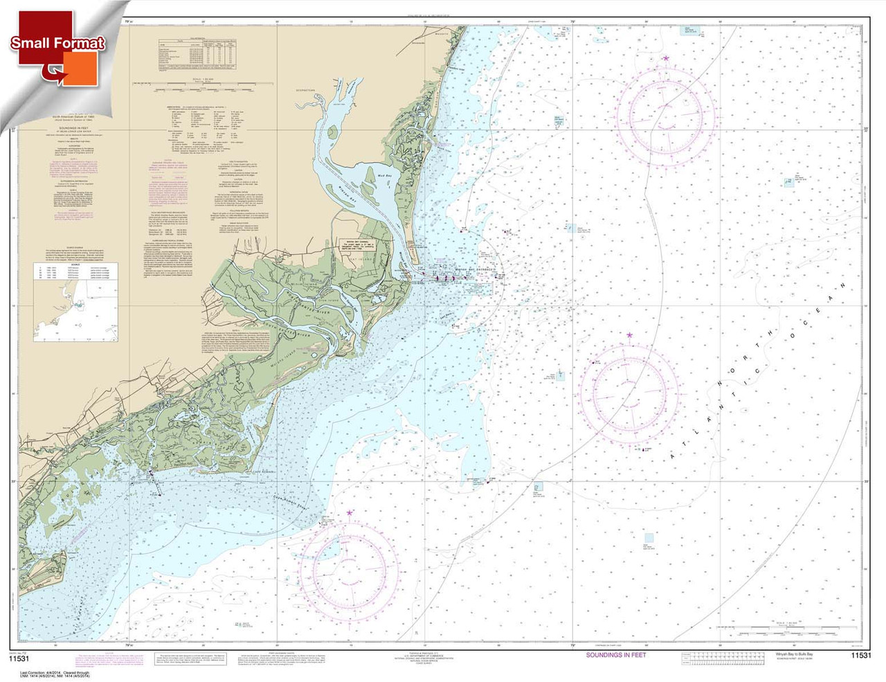 Small Format NOAA Chart 11531: Winyah Bay to Bulls Bay