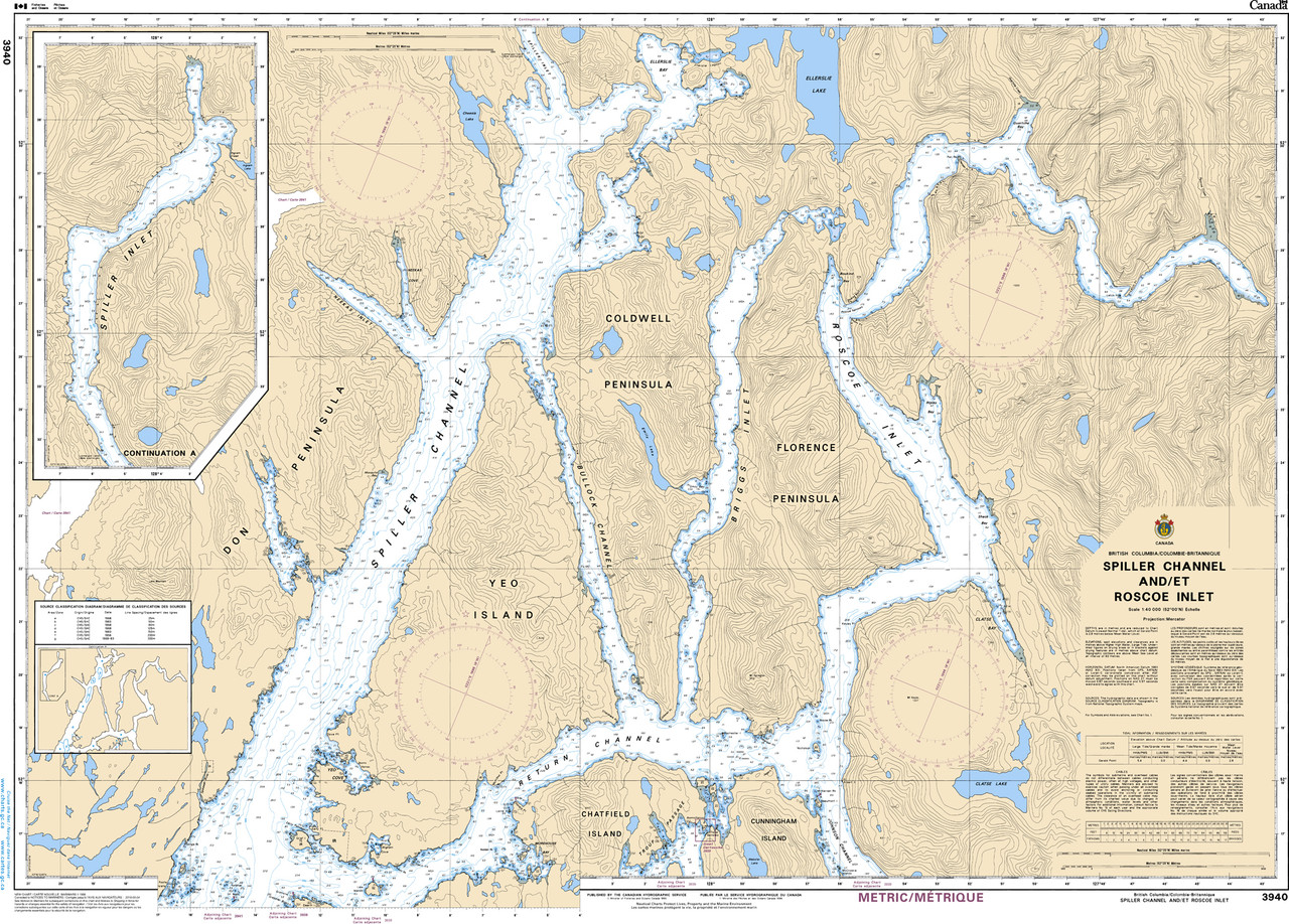 CHS Chart 3940: Spiller Channel and/et Roscoe Inlet