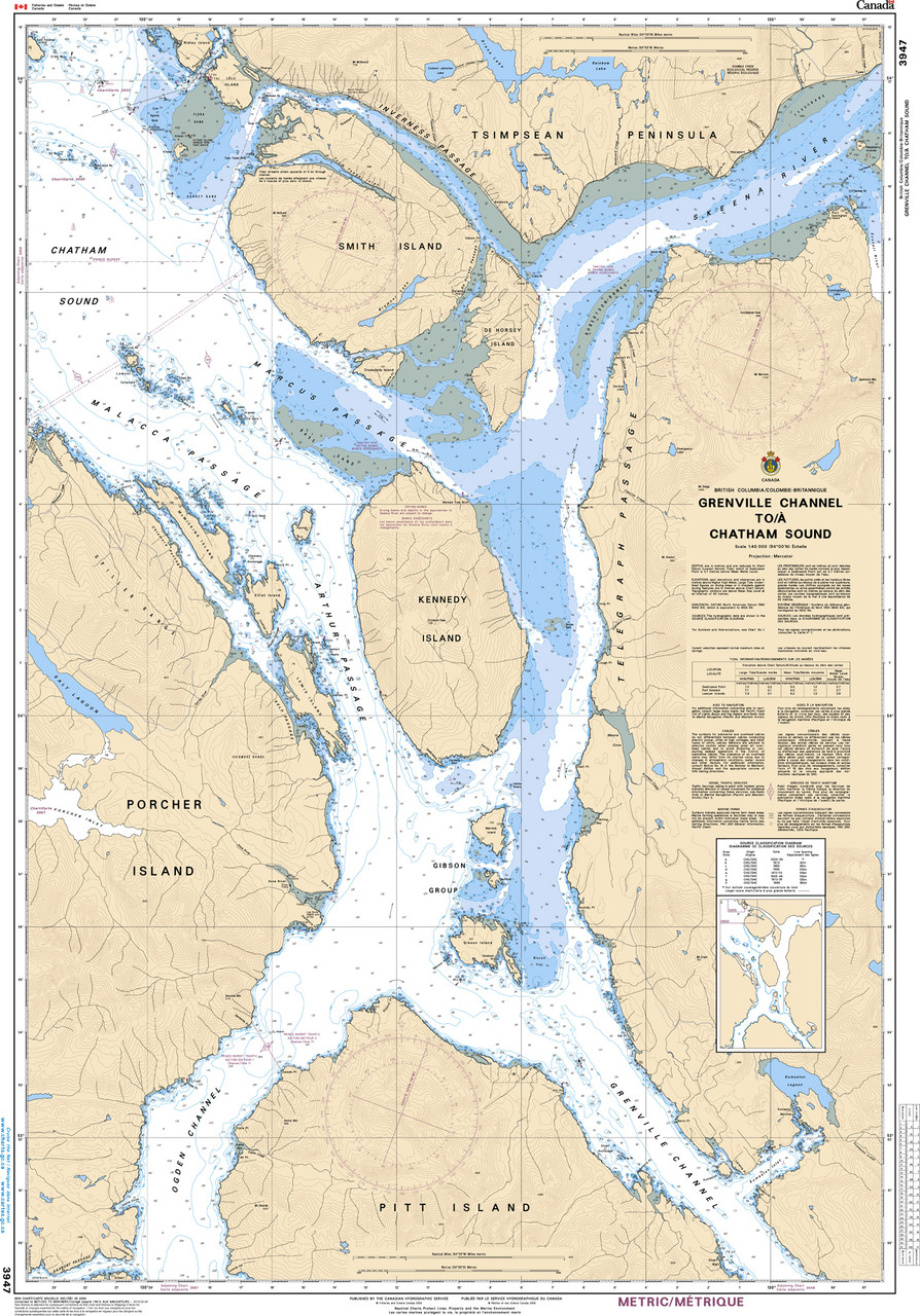 CHS Chart 3947: Grenville Channel to/Ã  Chatham Sound