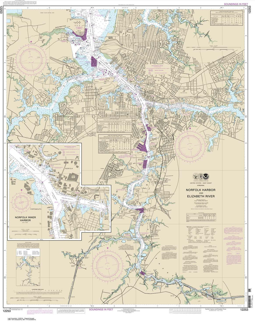 NOAA Chart 12253: Norfolk Harbor and Elizabeth River