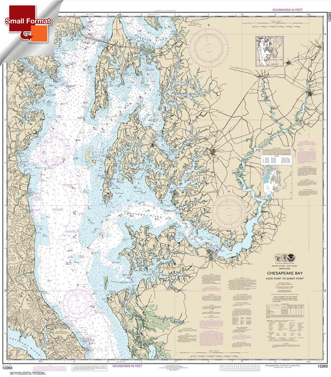 Small Format NOAA Chart 12263: Chesapeake Bay Cove Point to Sandy Point