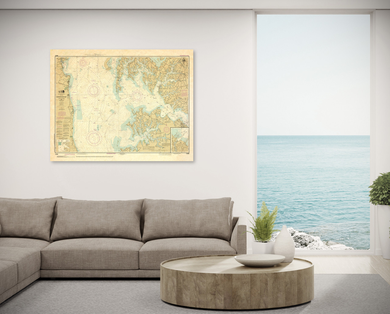 ANTIQUED NOAA Chart 12266: Chesapeake Bay Choptank River and Herring Bay; Cambridge