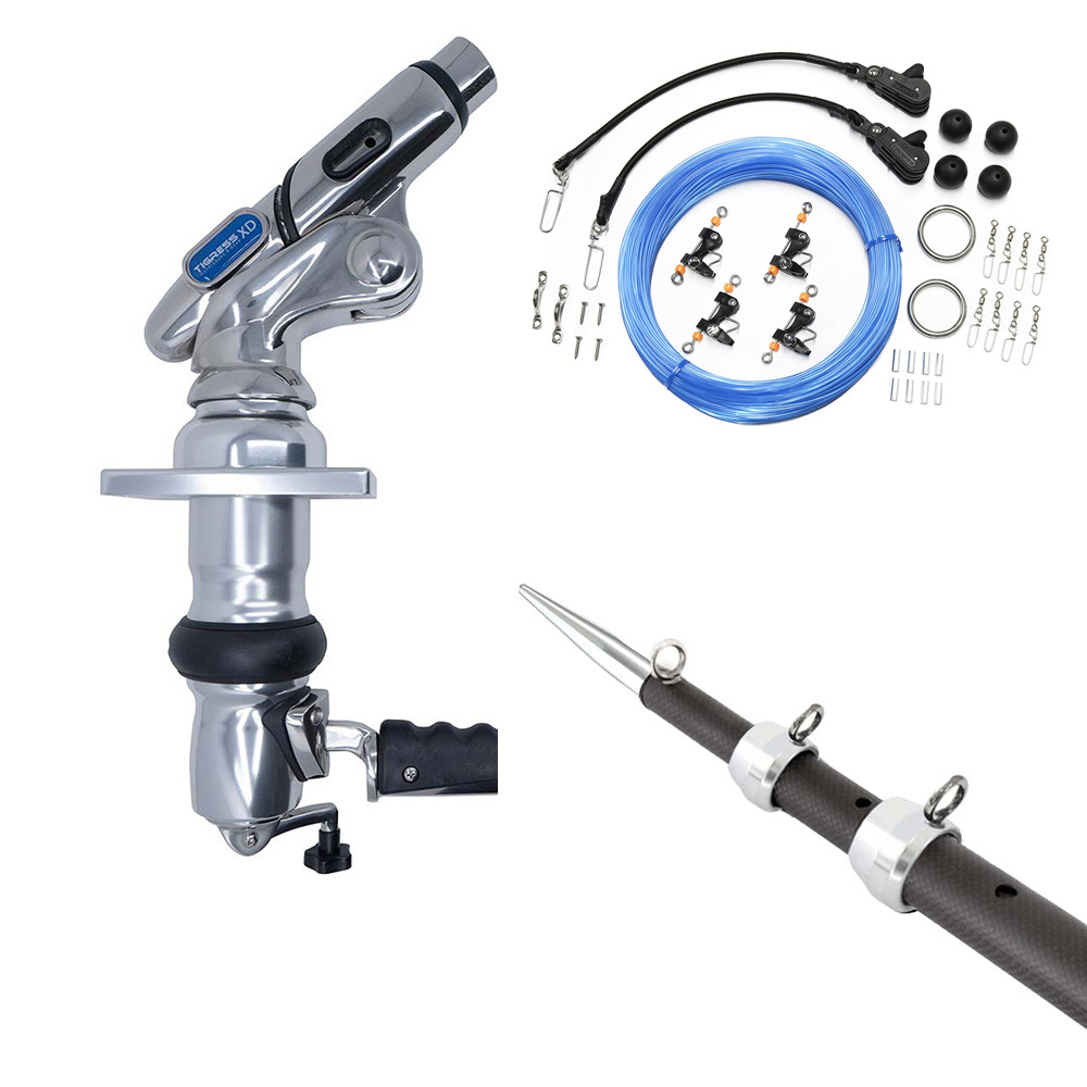 Tigress XD Crank Top Mount System - 18 - Carbon Fiber XD Black\/Silver Outriggers Pro Series Double Rigging Kit [88679-03]