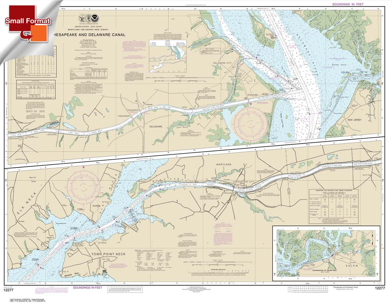 Small Format NOAA Chart 12277: Chesapeake and Delaware Canal