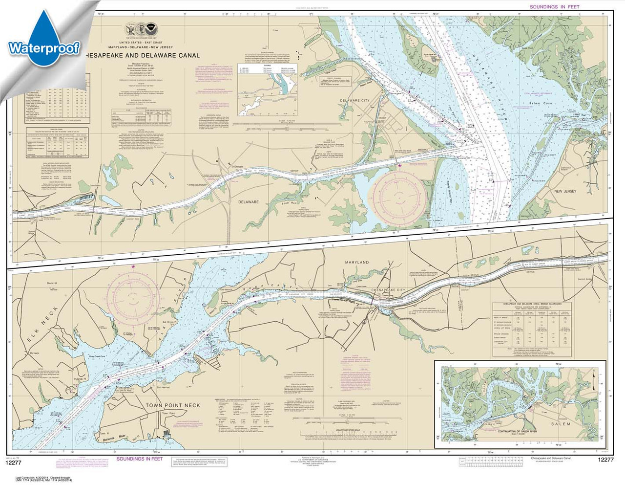 Waterproof NOAA Chart 12277: Chesapeake and Delaware Canal