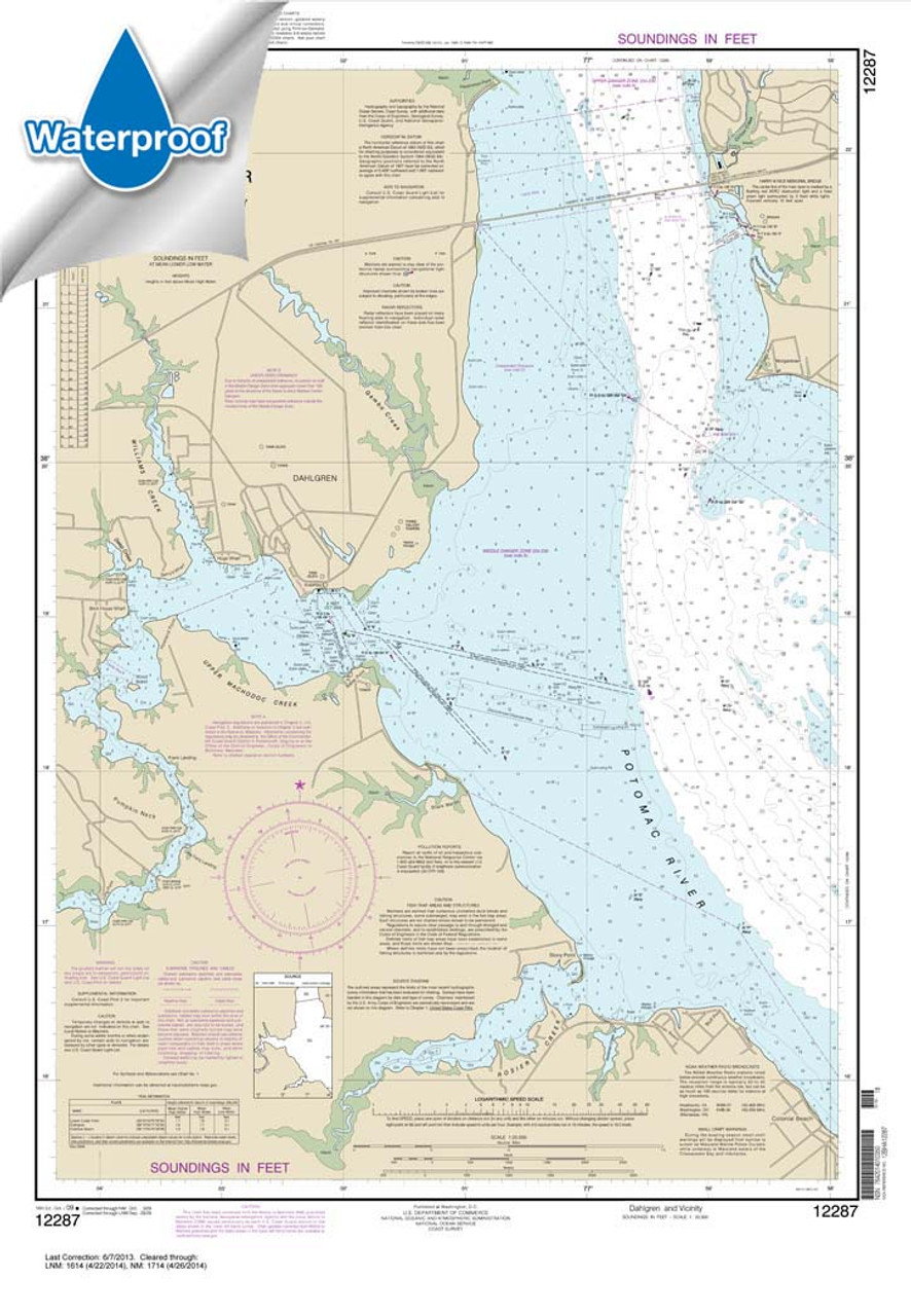 Waterproof HISTORICAL NOAA Chart 12287: Potomac River Dahlgren and Vicinity Waterproof HISTORICAL NOAA Chart 12287: Potomac River Dahlgren and Vicinity