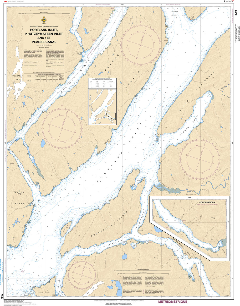 CHS Chart 3994: Portland Inlet, Khutzeymateen Inlet and Pearse Canal