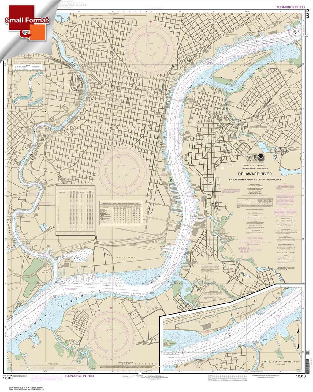 Small Format NOAA Chart 12313: Philadelphia and Camden Waterfronts