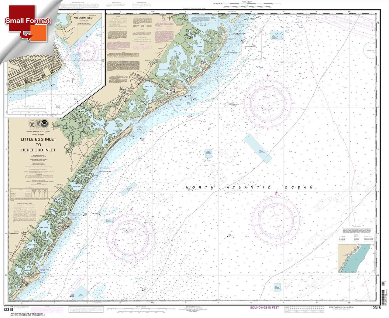 Small Format NOAA Chart 12318: Little Egg Inlet to Hereford Inlet;Absecon Inlet