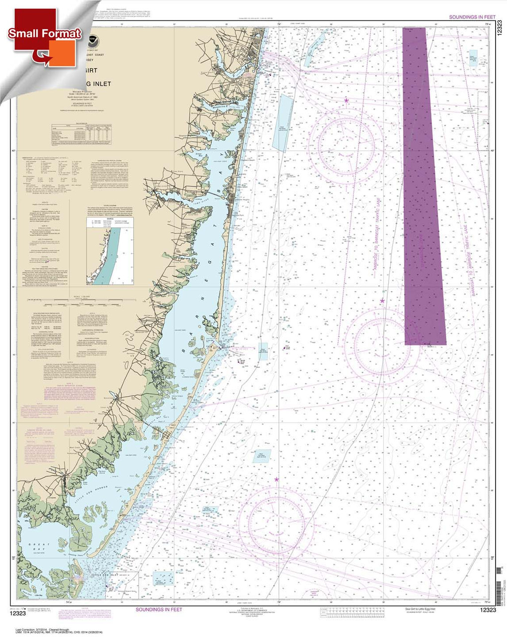 Small Format HISTORICAL NOAA Chart 12323: Sea Girt to Little Egg Inlet