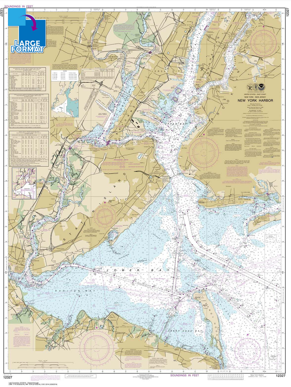 Large Format NOAA Chart 12327: New York Harbor
