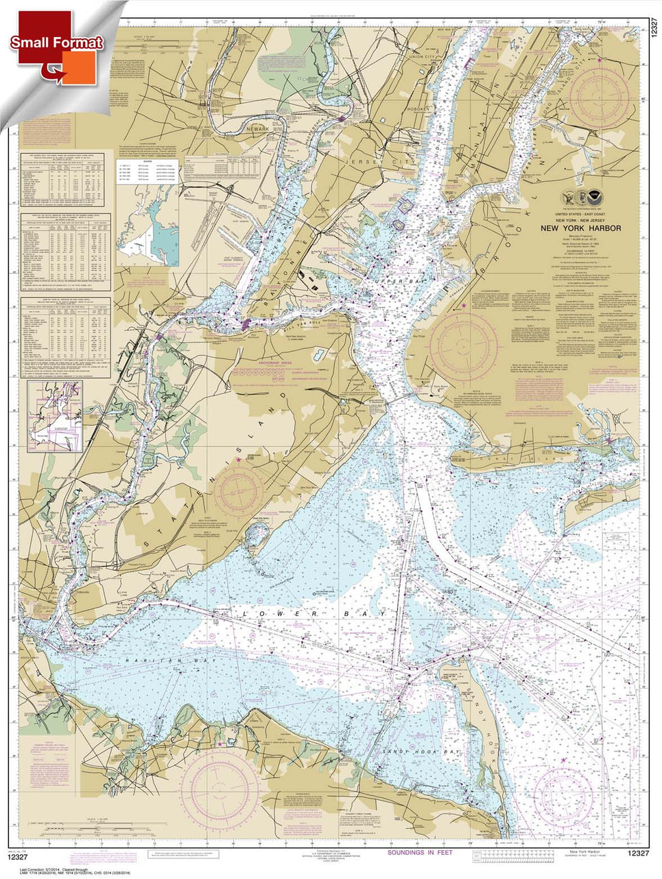 Small Format NOAA Chart 12327: New York Harbor