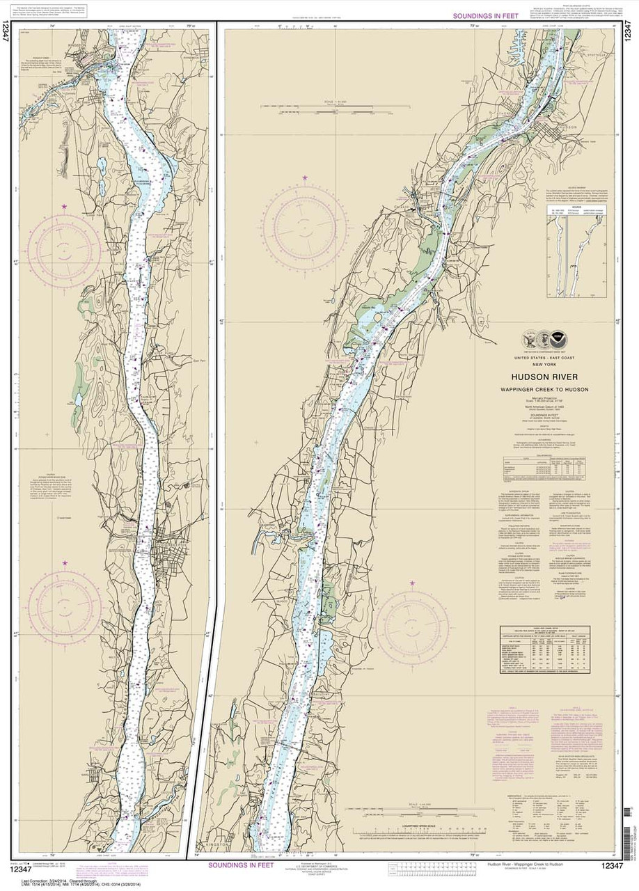 NOAA Chart 12347: Hudson River Wappinger Creek to Hudson