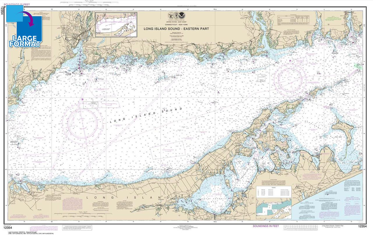 Large Format NOAA Chart 12354: Long Island Sound Eastern part