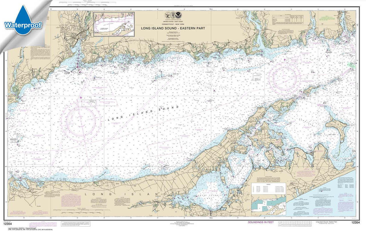 Waterproof NOAA Chart 12354: Long Island Sound Eastern part