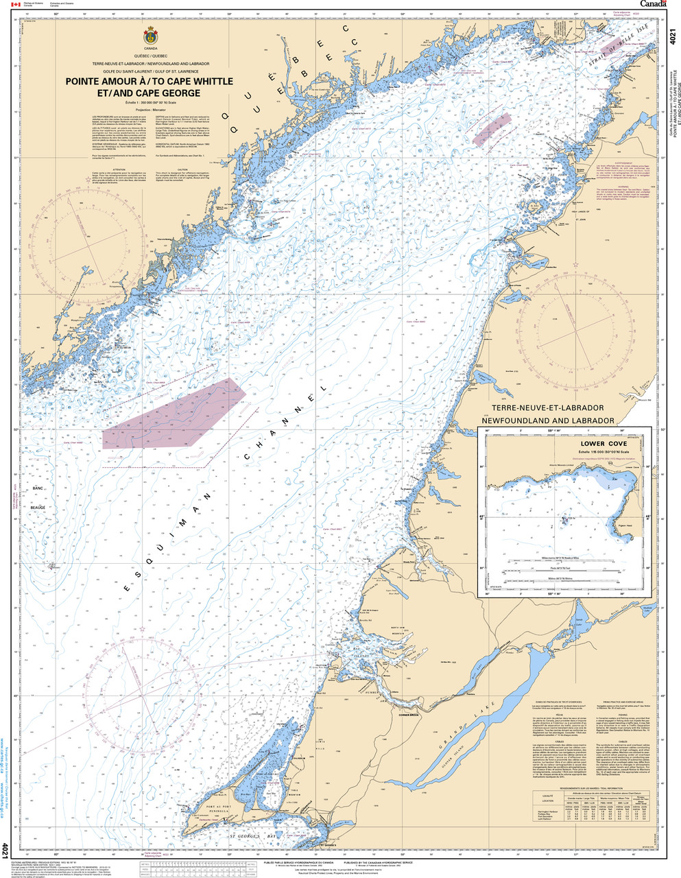 CHS Chart 4021: Pointe Amour Ã /to Cape Whittle et/and Cape George