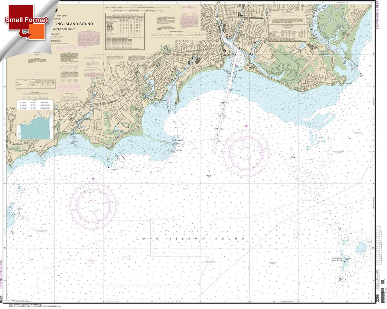 Small Format NOAA Chart 12369: North Shore of Long Island Sound Stratford to Sherwood Point