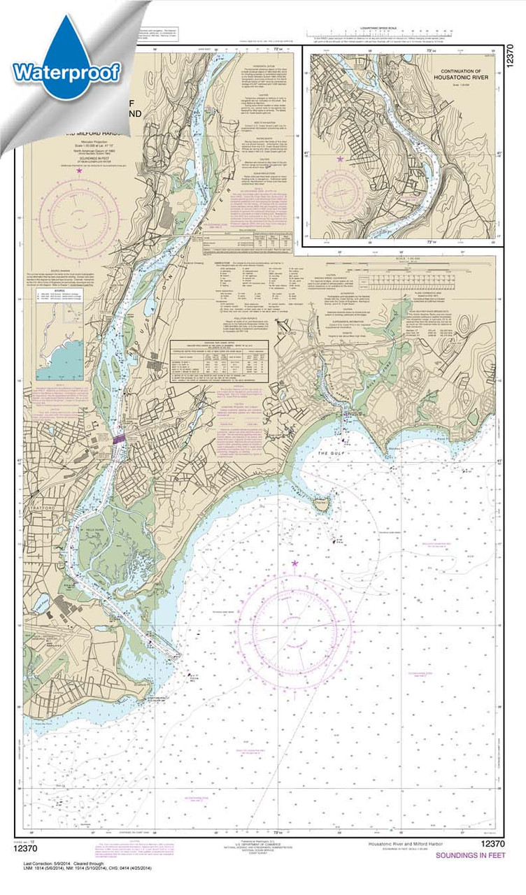 Waterproof NOAA Chart 12370: North Shore of Long Island Sound Housatonic River and Milford Harbor