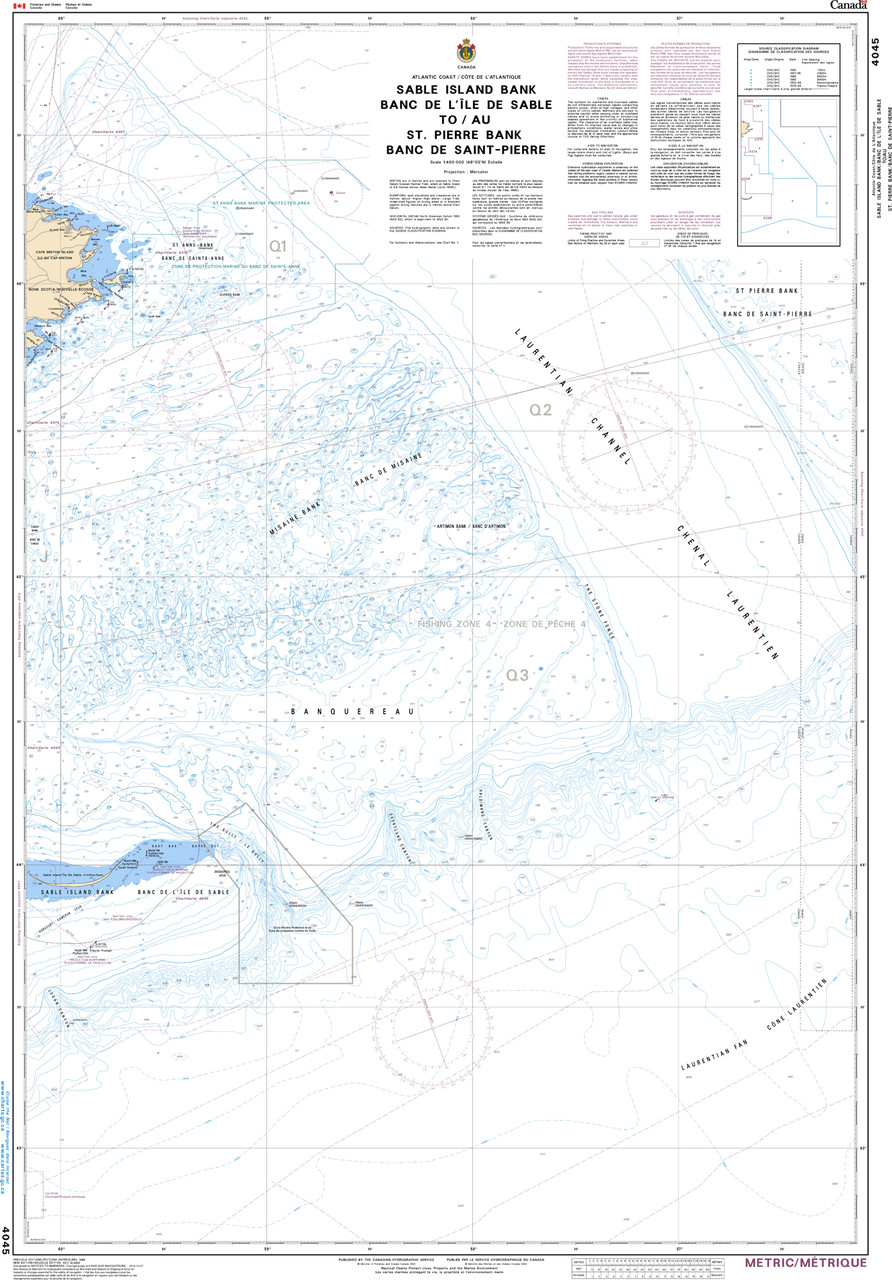 CHS Chart 4045: Sable Island Bank/Banc de I'ÃŽle de Sable to/au St. Pierre Bank/Banc de Saint Pierre