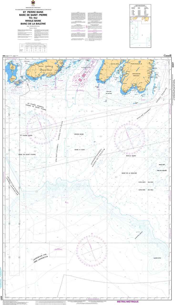 CHS Chart 4047: St. Pierre Bank/Banc de Saint-Pierre to/au Whale Bank/Banc de la Baleine