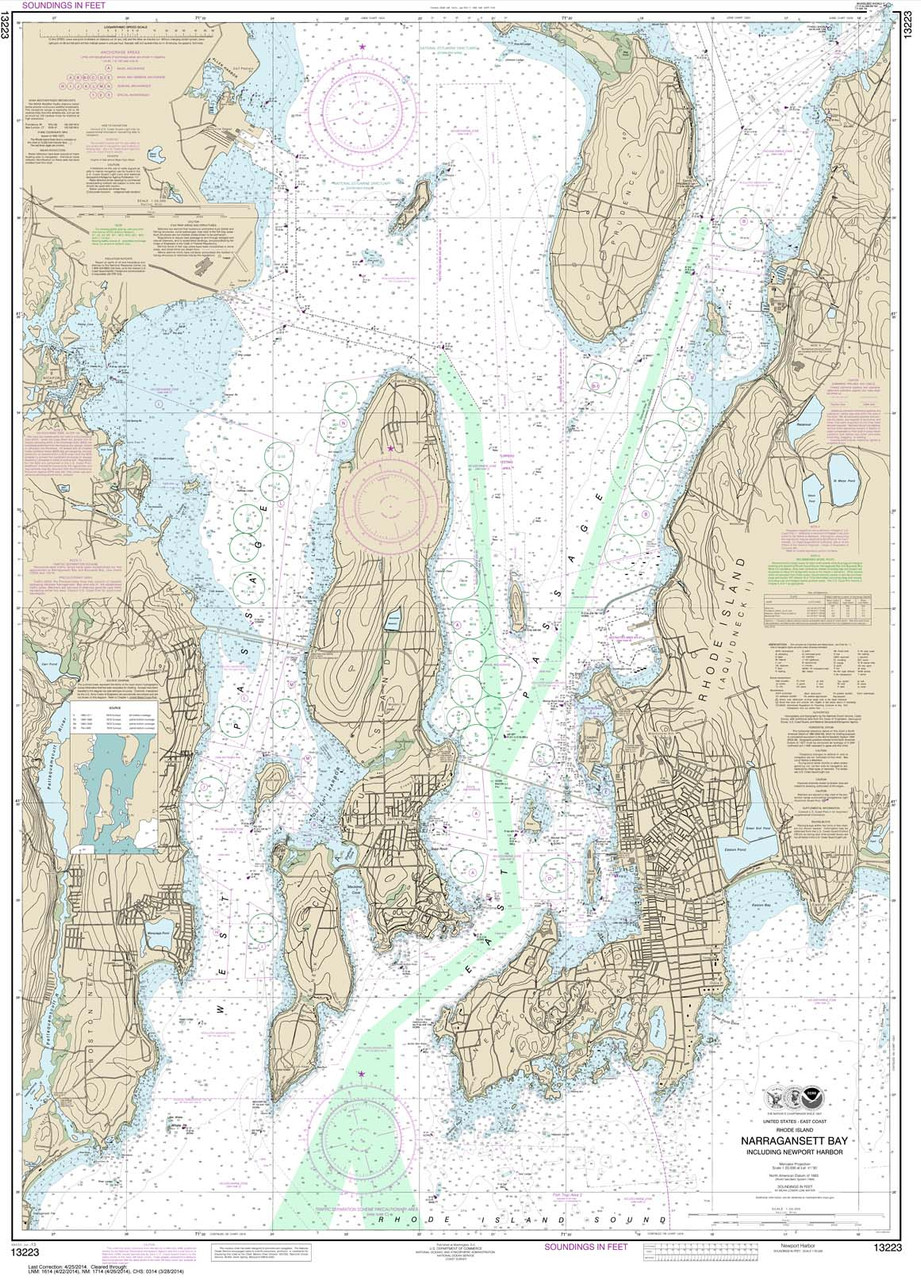NOAA Chart 13223: Narragansett Bay: Including Newport Harbor