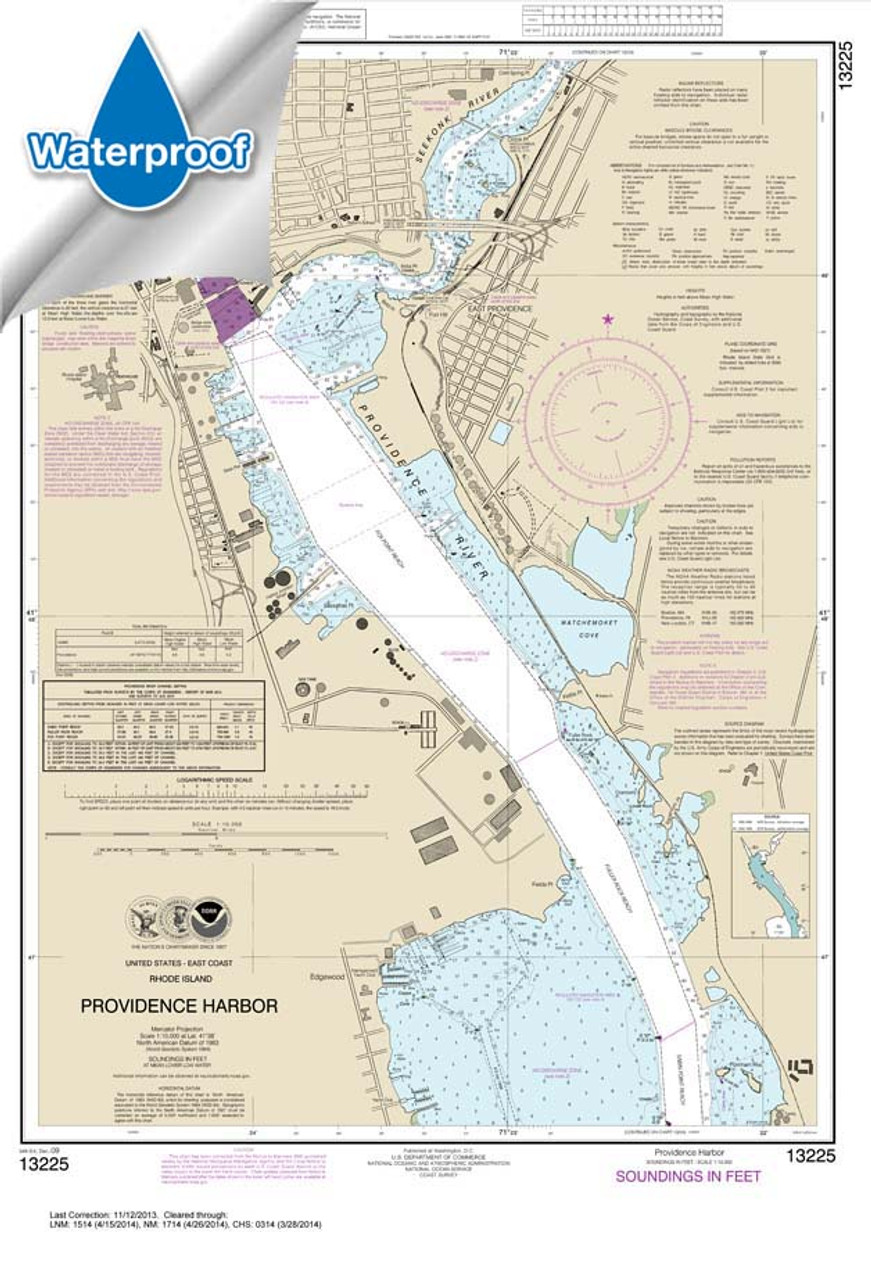 Waterproof NOAA Chart 13225: Providence Harbor