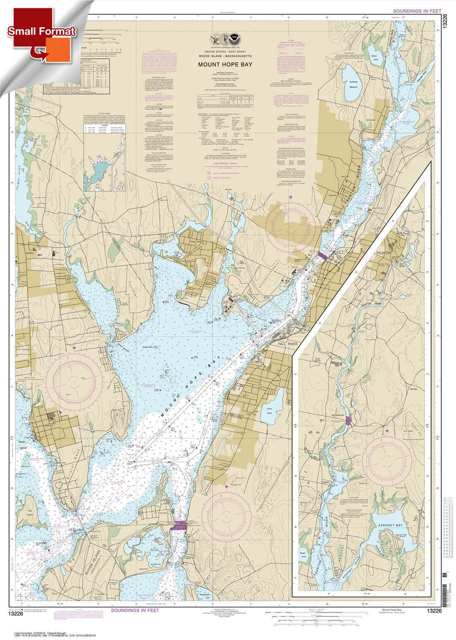 Small Format NOAA Chart 13226: Mount Hope Bay