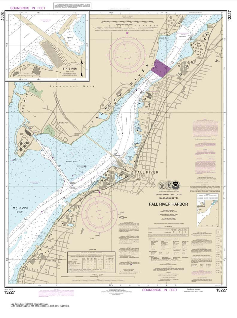 NOAA Chart 13227: Fall River Harbor;State Pier