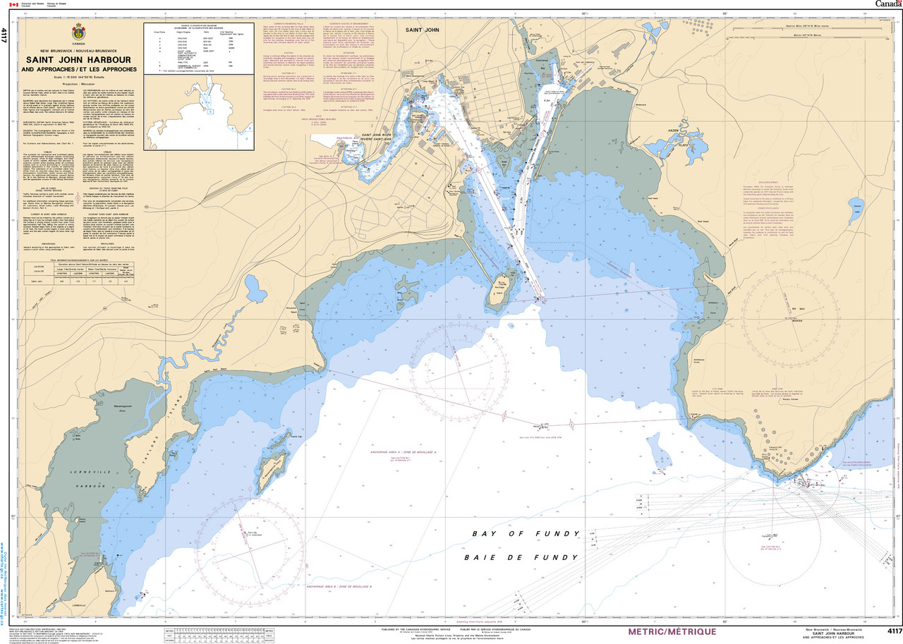 CHS Chart 4117: Saint John Harbour and Approaches / et les approches