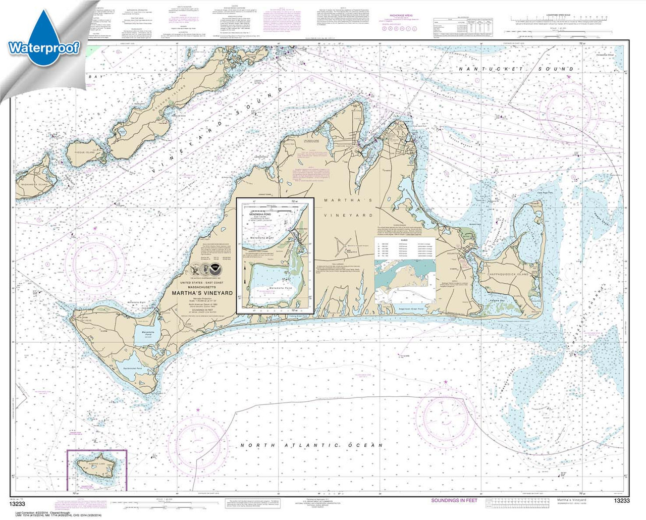 Waterproof NOAA Chart 13233: Martha's Vineyard;Menemsha Pond