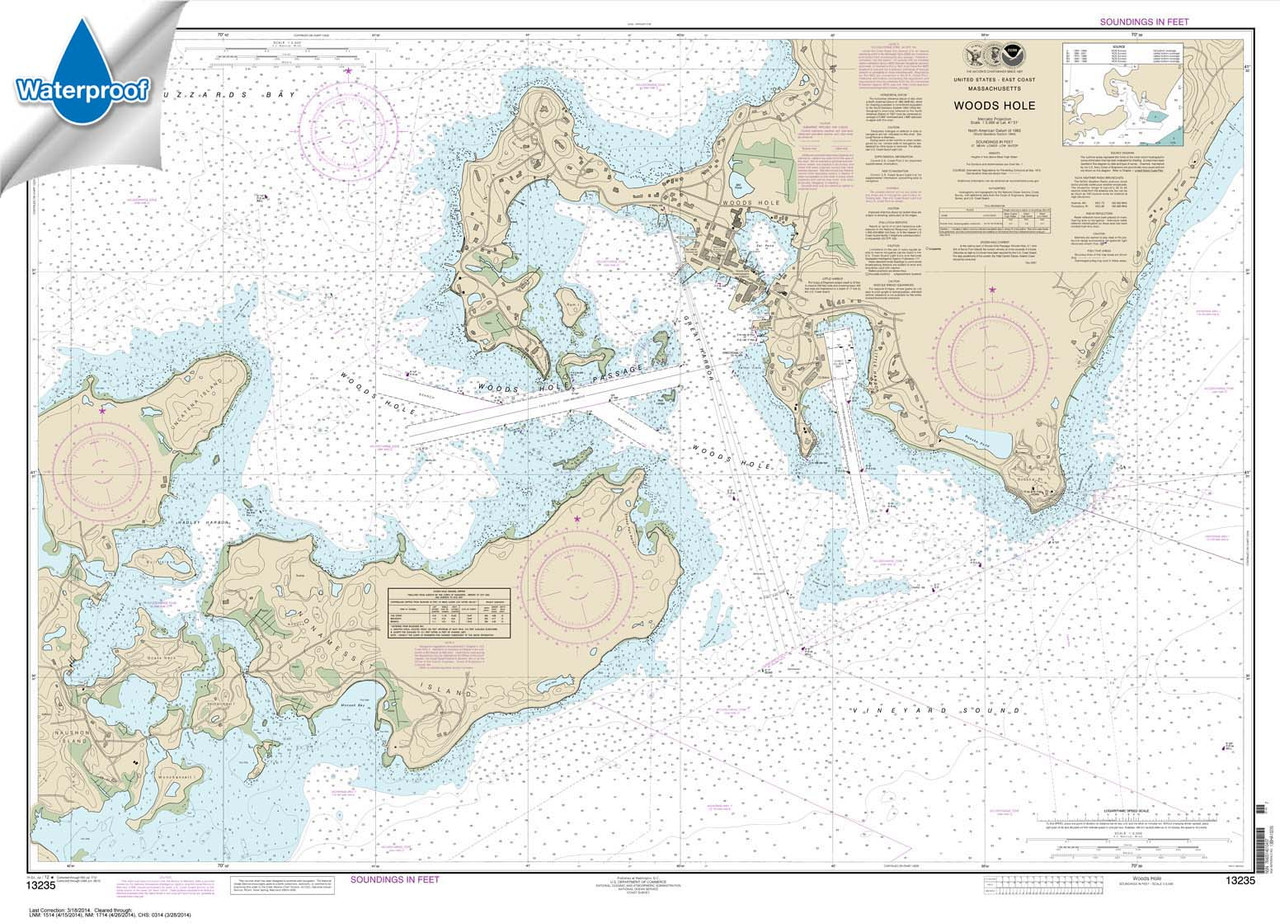 Waterproof NOAA Chart 13235: Woods Hole