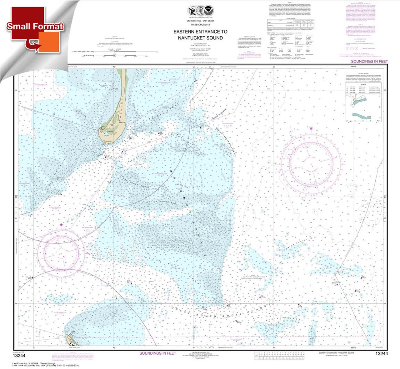 Small Format NOAA Chart 13244: Eastern Entrance to Nantucket Sound