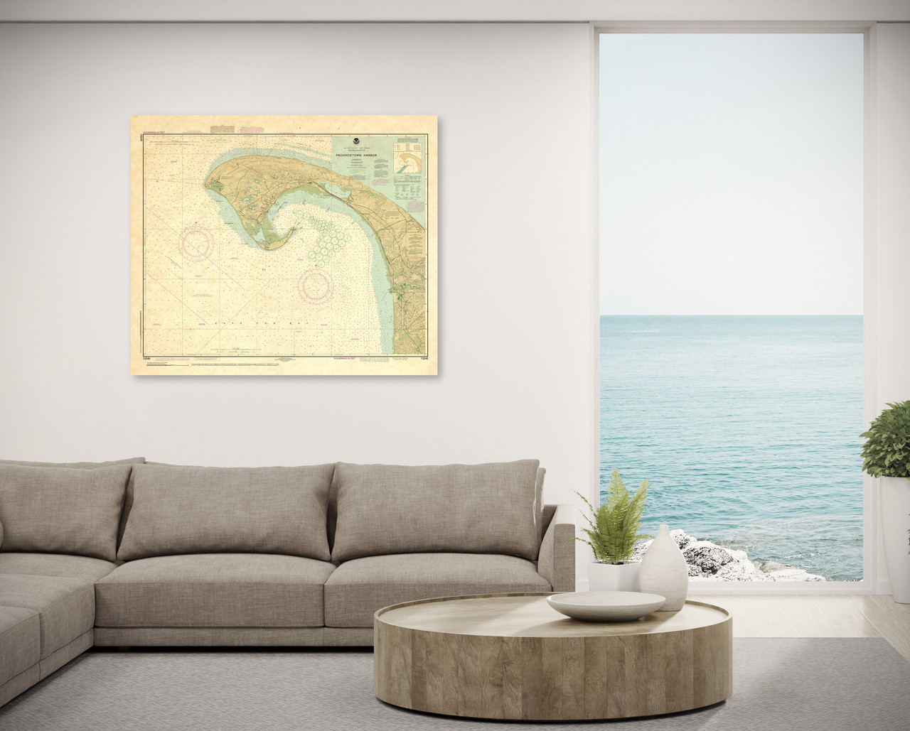 ANTIQUED NOAA Chart 13249: Provincetown Harbor