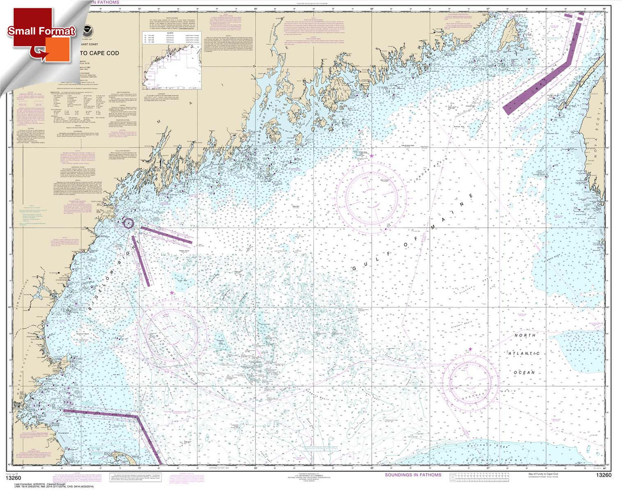 Small Format NOAA Chart 13260: Bay of Fundy to Cape Cod