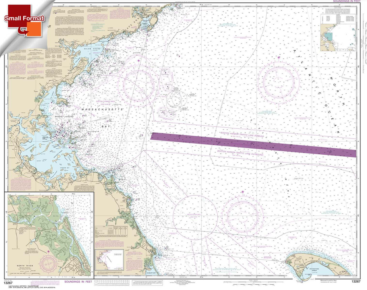 Small Format NOAA Chart 13267: Massachusetts Bay; North River
