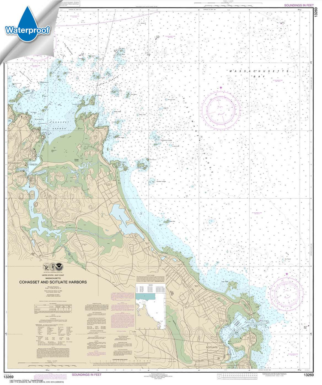 Waterproof NOAA Chart 13269: Cohasset and Scituate Harbors