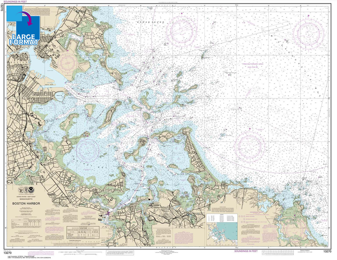 Large Format NOAA Chart 13270: Boston Harbor